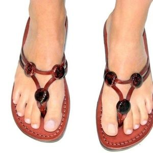 FP ASOS Leather Flip Thong Beaded Jerusalem Sandal